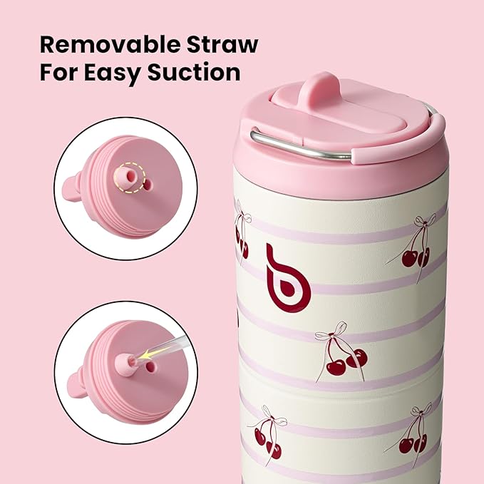 BOTTLE BOTTLE Insulated Water Bottle 24oz with Straw Lid and Handle for Sports Travel Gym Stainless Steel Water Bottles Double-Wall Vacuum Metal Leak Proof BPA-Free