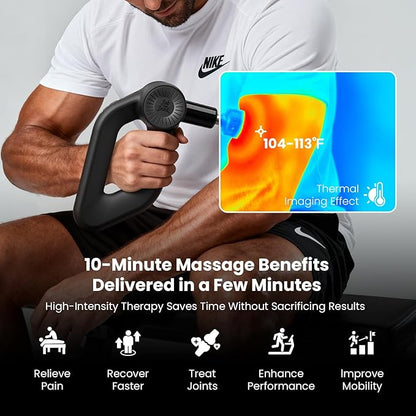 BOB AND BRAD D6 Ultra Massage Gun with Infrared Light, Deep Tissue Percussion Massager Gun with 16mm Amplitude, Professional Muscle Massager for Athletes, Electric Handheld Massager