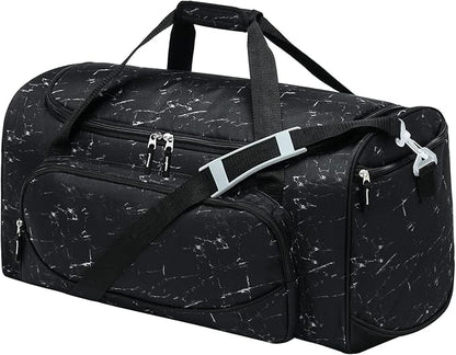 Men's Large Duffle Bag, 55L Heavy Duty Gym Bag for Sports, Workout, and Travel - Durable Duffel Gear Bag in Marble Black