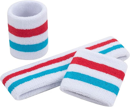 ONUPGO Sweatband Set Sports Headband Wristband Set Sweatbands Terry Cloth Wristband Wrist Sweatband Headbands Moisture Wicking Sweat Absorbing Head Band