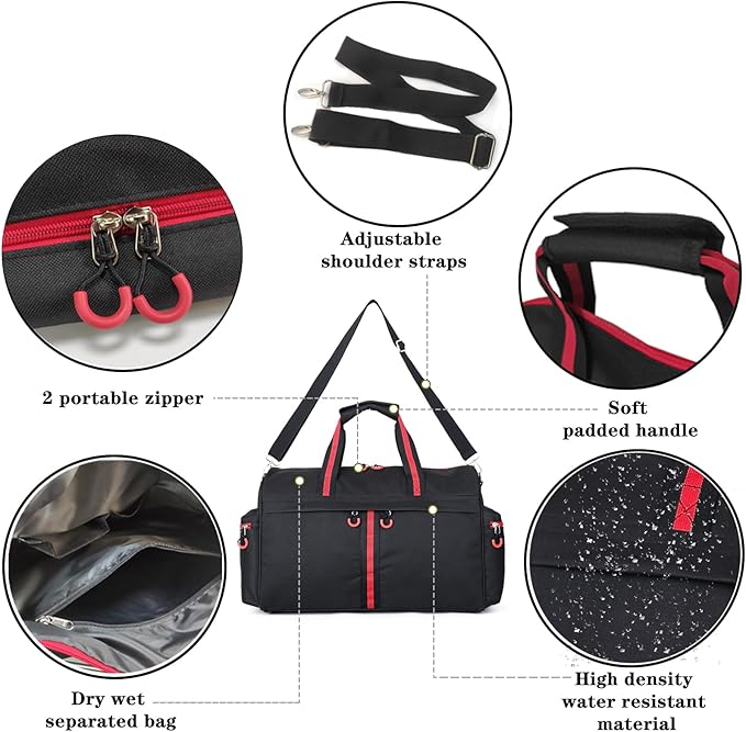 Gym Bag for Women and Men 35L Small Travel Bag for Sports, Gyms and Weekend Getaway with Wet Clothes Compartments Mini Heavy Duty Duffel Bag
