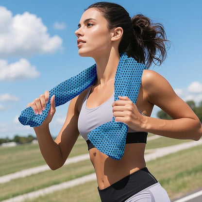 4-Pack Menjo Outdoors Cooling Towels for Neck & Face. Quick-Dry Workout Towels, Sweat-Wicking for Yoga, Gym, Running and Outdoors. Reusable Cooling Towel for Men & Women and Great for Hot Weather.