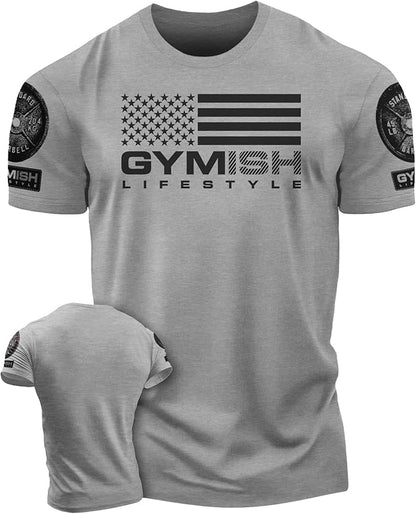 Gymish American Flag Graphic Fitness Tank, Sleeveless Bodybuilding Athletic Tank Top