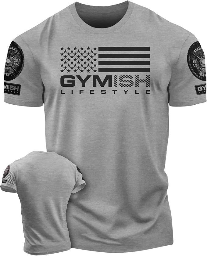 Gymish American Flag Graphic Fitness Tank, Sleeveless Bodybuilding Athletic Tank Top
