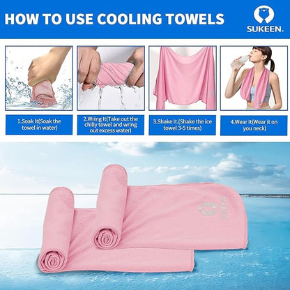 Sukeen 4 Pack Cooling Towel (40"x12") for Sweat, Quick-Drying Cooling Neck Wraps, Soft Breathable Cooling Towels for Neck and Face, Chilly Gym Towels for Sport, Camping, Hiking