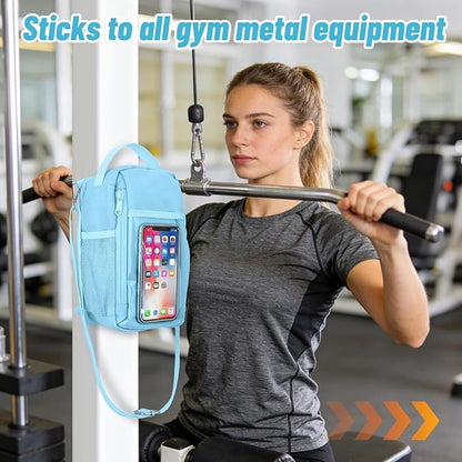 Magnetic Gym Water Bottle Bag with Strong Magnet Holder for Men and Women, Small Carrying Pouch for Phone Keys and Earbuds, Secure Metal Attachment for Gym and Sports Use