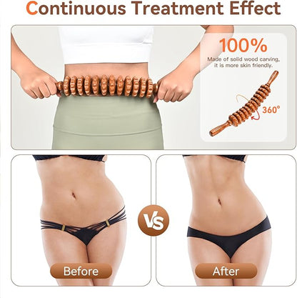 Wood Therapy Massage Tools, Wooden Massage Roller Stick, Lymphatic Drainage Tool, Curved Wood Muscle Massage Roller Used to Relieve Muscle Soreness and Body Shaping