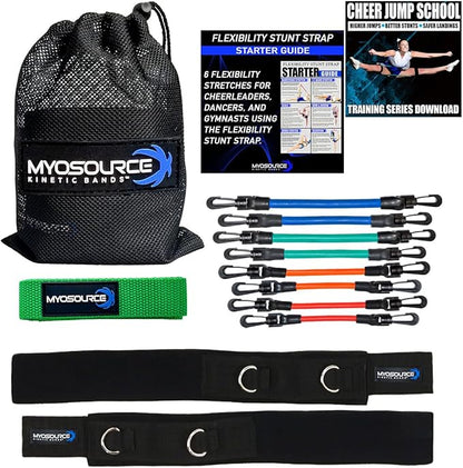 Cheer Kinetic Bands – Leg Resistance Bands for Cheerleaders | Improve Flexibility, Jumps, Stunts & Tumbling | 4-Level Resistance System with 12 Stunt Strap Colors + Digital Training Downloads