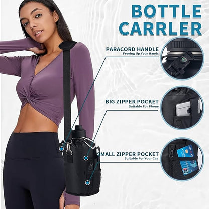 MEZMUT 64oz Insulated Water Bottle with Paracord Handle,Half Gallon Water Bottle Jug with Straw & Spout Lids,Stainless Steel Sport Thermo Water Jug Leak-proof Keep Cold Hot for Outdoor Camping Hiking