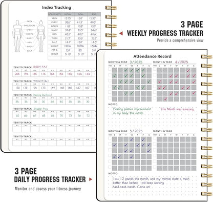 Workout Journal, Fitness Journal for Women & Men, A5 Workout Log Exercise, Fitness Trackers Plan Week With Goals, Calendar, Loss Weight Diet Training, Progress, Gym & Home Workouts (Black)
