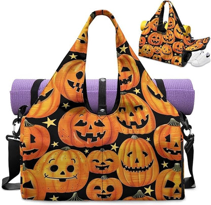 Gym Bag with Yoga Mat Holder Large Tote Bag With Multi Pockets for Women Men Dry Wet Separated Pocket Carryall Yoga Tote Bag for Pilates Travel Workout Office