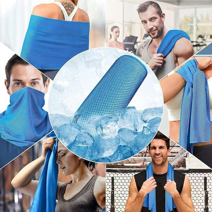 2 Pack Cooling Towels (40"x 12") with Handle Carry Package, Microfiber Ice Towel for Instant Relief, Soft Breathable Chilly Towel for Yoga, Fitness, Travel, Golf, Gym (Green/Rose Red)