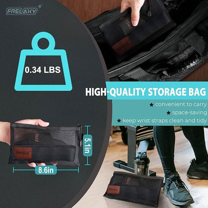 Frelaxy Lifting Wrist Straps Women and Men, Weight Lifting Grips with Cushion Wrist Loop, Double Layer Leather and Storage Pouch, Gym Workout Straps for Deadlift and Powerlifting