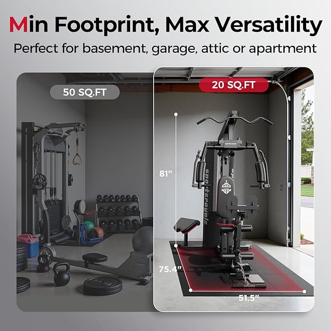 Sportsroyals Home Gym, Multifunctional Gym Equipment, Workout Equipment with 150LBS Weight Stack, for Leg Press, LAT Pull Down, Chest Presses