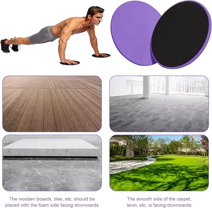 Exercise Core Sliders Glid Discs 2 Pack - Dual-Sided Workout Sliding Discs for Home Gym, Pilates, Physical Therapy, Ab & Full Body Training