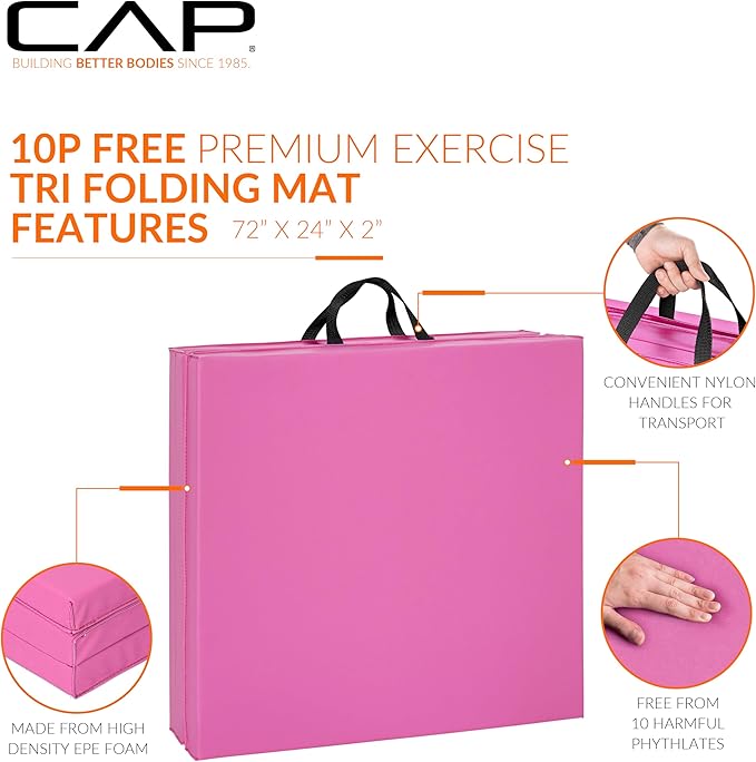 CAP Barbell All Purpose Folding Anti Tear Exercise Training Aerobic Fitness Gym & Gymnastics Balance Mat | Multiple colors