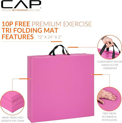 CAP Barbell All Purpose Folding Anti Tear Exercise Training Aerobic Fitness Gym & Gymnastics Balance Mat | Multiple colors