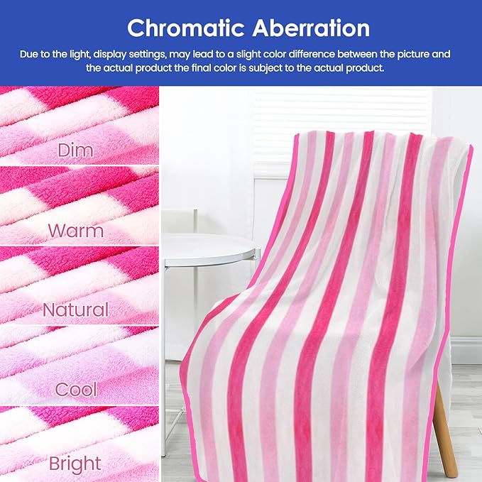 JML Microfiber Bath Towels, Bath Towel 2 Pack(30" x 60"), Oversized, Soft, Super Absorbent and Fast Drying, Multipurpose Use for Sports, Fitness, Yoga, Cabana Stripe Pink