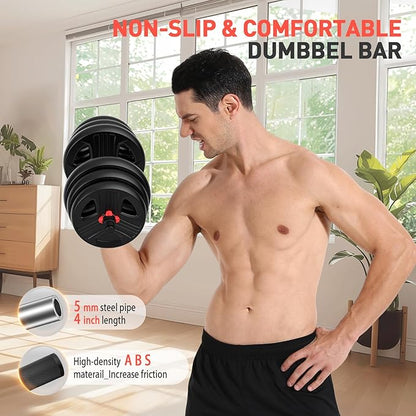 Adjustable Dumbbell Set, 20/30/40/60/80 lb Free Weight Set with Connector, 3-in-1 Design for Dumbbell, Barbell, and Weight Plate Training, Home Gym Fitness Equipment for Men and Women