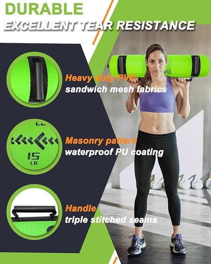 Aqua Bags for Workout 5-45lbs - Ultimate Core Water Weights Aqua Bag - Portable Stability Fitness -Stability, Core and Balance Training - Portable Fitness Equipment - Includes Three Bags
