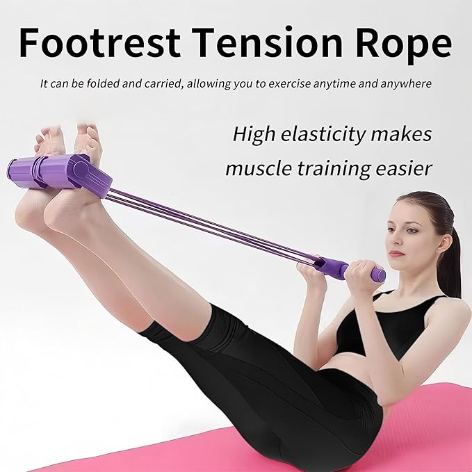 Multifunction Tension Rope - 6-Tube Elastic Pedal Resistance Band with Handle for Abdomen/Waist/Arm/Leg Stretching Slimming Training