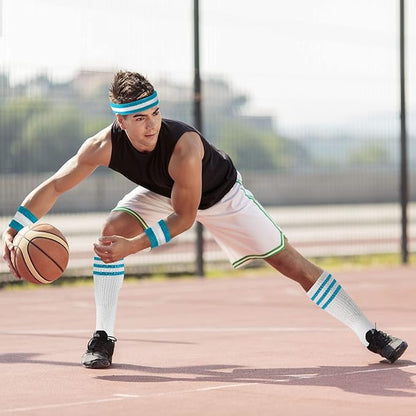 ONUPGO Sweatband Set Sports Headband Wristband Set Sweatbands Terry Cloth Wristband Wrist Sweatband Headbands Moisture Wicking Sweat Absorbing Head Band