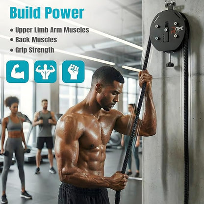 Endless Rope Trainer, Pulley Cable Machine System with Adjustable Resistance, Portable Cable Pulley System, Home Gym Equipment for Grip, Arms, Back and Body Coordination Exercises