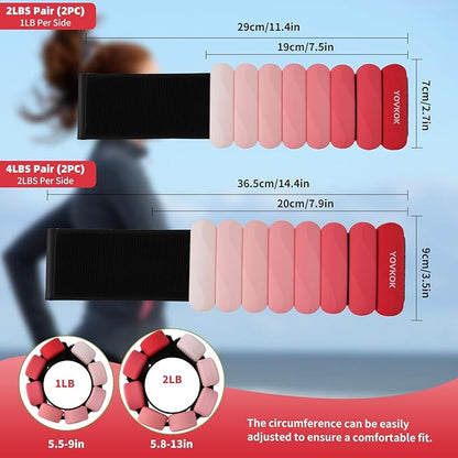 Ankle Weights for Women Men, Silicone Wrist Weights Set of 2 - Wearable Leg Weights/Arm Weights Ideal for for Home Gym Workout, Running, Yoga, Pilates, Barre, Exercise, Strength Training
