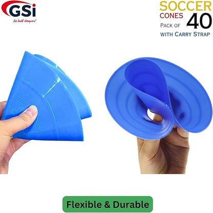 GSi Sports Training Cones for Agility Drills – Soccer & Basketball Multi-Sport Field Markers, Durable Flexible Cones in Multiple Shapes & Packs (20–80 Pack)