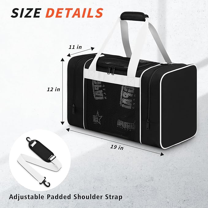 Boxing Gym Duffle Bag, Breathable Mesh Gym Bag for Boxing Gear | Wet Pocket, Privacy Pocket & Removable Shoulder Strap, Multipurpose Muay Thai, MMA, BJJ, Jiu Jitsu, Wrestling Workout Bag