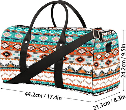 Travel Duffel Bag Western Aztec Sport Tote Gym Bag Waterproof Foldable Carryon Weekend Overnight Training Handbag Sports Duffle Bags for Women Men Boys Girls,A-1
