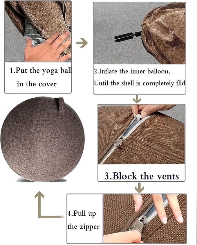 Yoga Ball Chair Cover - Pregnancy Birthing Ball Cover 55/65/75cm Stability Ball Chair for Ergonomic Seating Home, Office, Pilates, Yoga, Fitness