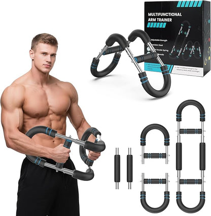 Power Twister Arm Trainer, 2026 New 40-100lb Adjustable Chest Workout Equipment, Portable Full Body Fitness Bar for Home Gym, Arm Trainer for Men, Detachable Spring Resistance Home Fitness Equipment