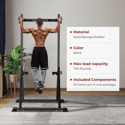 Folding Power Tower Dip Station Pull Up Bar, Multifunctional Pull Up Tower Adjustable Height, Triangular Structure Strength Training Workout Equipment for Home Gym Fitness