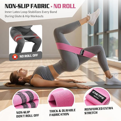 15PCS Fabric Resistance Bands for PT& Yoga Class, Athletes Training, Home Gym Exercise, Non-Slip Booty Bands Bulk Set for Glute, Leg Bands for Women, 3 Resistance Levels with Carry Bag