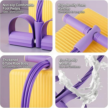 Multifunction Fitness 6-Tubes Pedal Resistance Bands with Handles，Pull up Assistance，Yoga Accessories, ab Workout Exercise Machine，Home Gym Equipment