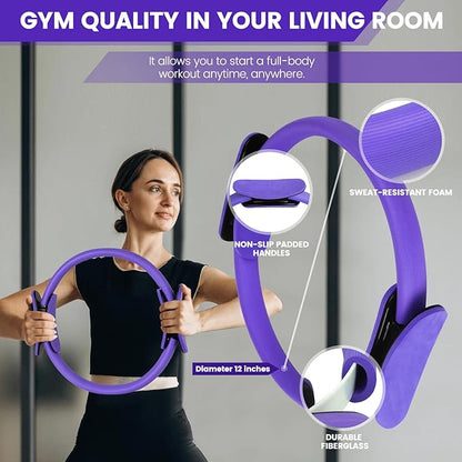 Home Pilates Essentials Kit for Women,Pilates Equipment Set with 9 Inch Yoga Ball,Figure 8 Resistance Band,Pilates Bands & Accessories,Pilates Ring and Ball Set for Beginners Home Workouts