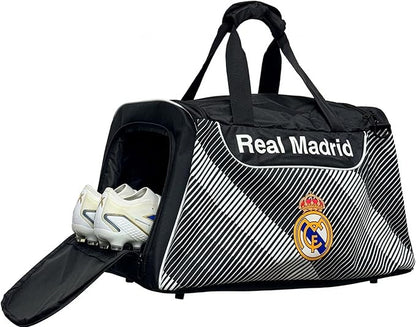 Real Madrid Soccer/Football Travel Duffle Bag – Black & White Sports Gym Bag