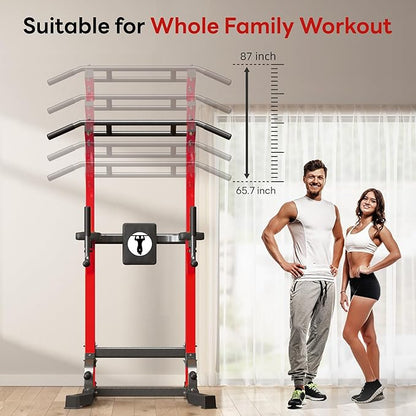 SogesPower Power Tower Pull Up Bar Station Multi-Function Pull Up Bar Stand for Home Gym, Adjustable Height Pull Up Dip Station Dip Bar Strength Training Fitness Equipment,Up to 500LBS