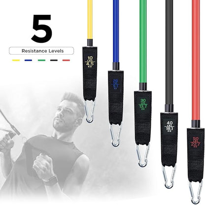 Resistance Bands, Simmgud Exercise Bands Set with Handles, Work Out Bands with Door Anchor, Ankle Straps for Strength Training, Physical Therapy, Home Gym for Men and Women, Yoga, Pilates 150 LBS