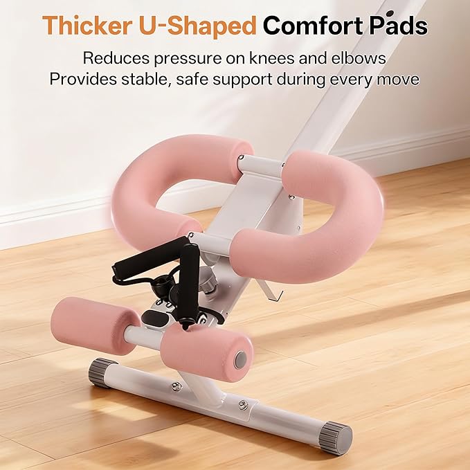 Multifunctional Ab Machine, 6-in-1 Ab Workout Equipment for Home Gym, Adjustable Core & Waist Trainer with 7 Height Levels & 2 Incline Angles, Rowing Mode, Knee Glider