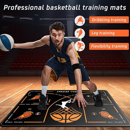 Portable Basketball Footwork Training Mat, Agility Footstep Training Mat, Basketball Pads for Training All Levels, Non-Slip Silent Equipment for All Ages to Improve Speed, Strength and Coordination