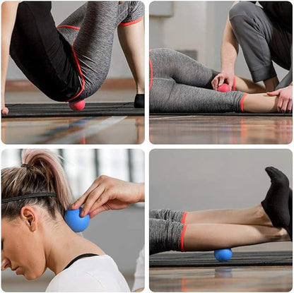 WOVTE 2 Pack Silicone Massage Lacrosse Balls for Sore Muscles, Shoulders, Neck, Back, Foot, Body, Deep Tissue, Myofascial Release, Trigger Point Therapy, Muscle Knots and Yoga Therapy (Blue Red)