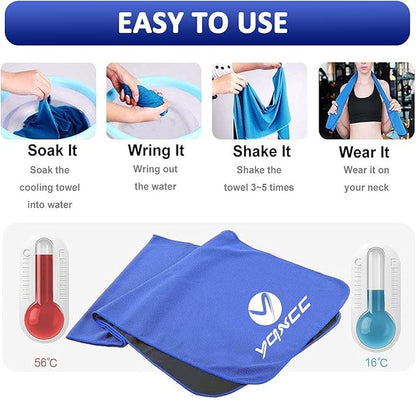 YQXCC Cooling Towels | 4 Pack 40"x12" | Cool Cold for Neck | Microfiber Soft Breathable Chilly | for Yoga, Golf, Gym, Camping, Running, Workout & More Activities