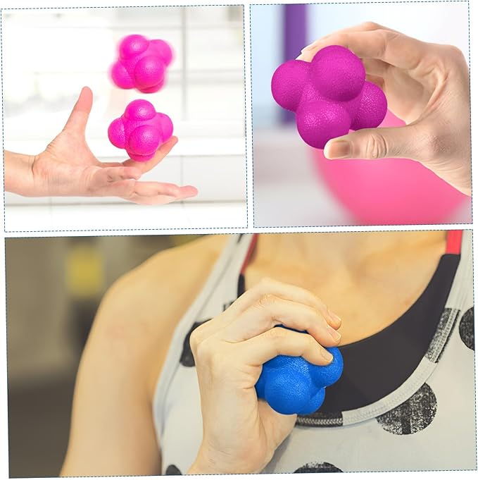6 Pcs Hexagonal Reaction Training Balls for Fitness Agility and Hand Eye Coordination High Difficulty Challenge with Colorful Bounce Design for Exercises