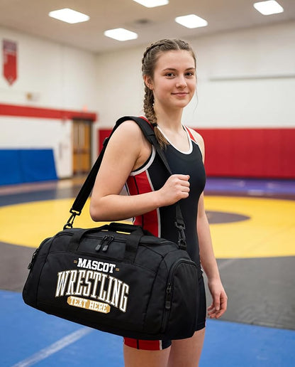 Personalized Wrestling Duffel Bag with Shoe Compartment – Custom Name Wrestling Gear Bag – Athlete Gym Bag for Boys & Girls – Team Travel Sports Duffel with Separate Shoe Pocket