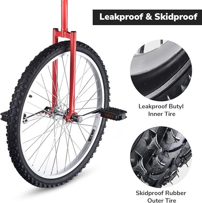 AW 16/18/20/24 Inch Wheel Outdoor Unicycle Adjustable Seat Exercise Bicycle Fit Adults Kids Outdoor Sports Fitness Exercise, for Choice