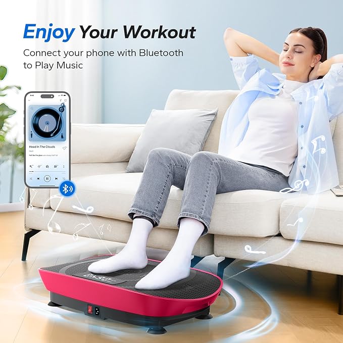 MERACH Vibration Plate Exercise Machine, Whole Body Workout Equipment for Women, Bluetooth and Silicone Pedal, Vibration Plate with Auto Mode, Vibrate Fitness Platform for Home