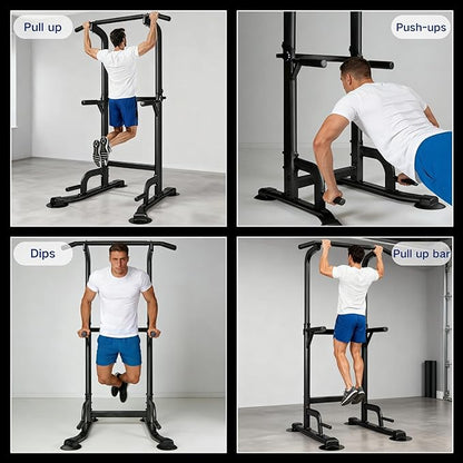 BARWING Pull Up Bar Station, Power Tower, Dip Station with 3D Backrest, Multi-Function Strength Training Stand Rack, Adjustable Height Dip Bar for Home Gym Workout Stand Fitness Exercise Equipment
