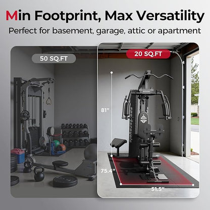 Sportsroyals Home Gym, Multifuntional Workout Station with 150LBS Weight Stack, Full Body Workout Equipment for Home Exercise Fitness